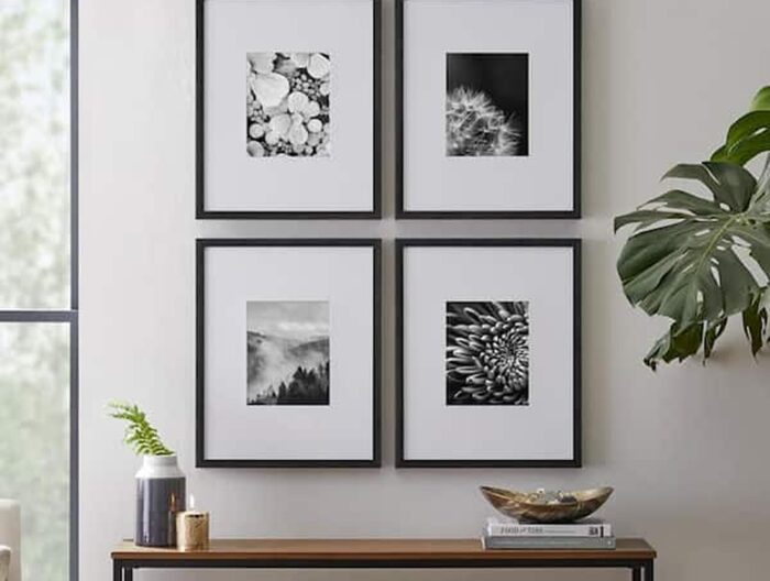 16" x 20" Matted to 8" x 10" Black Gallery Wall Picture Frame (Set of 4)