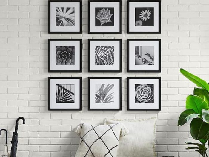 12 in. x 12 in. Matted to 8 in. x 8 in. Walnut Gallery Wall Picture Frame (Set of 9)